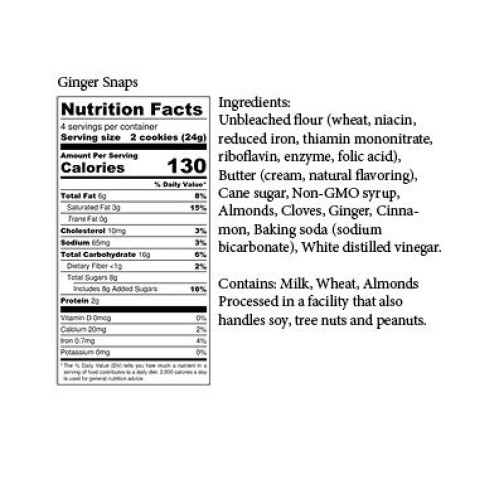 Unna Bakery, Swedish Ginger Snaps Cookie. A Crisp, Spicy Round F