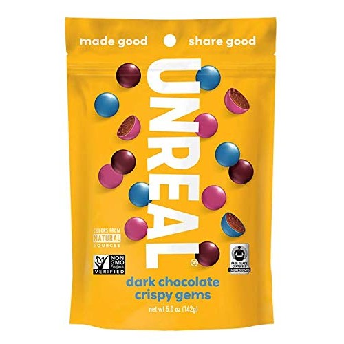 Unreal, Candy Coated Chocolate Crispy Quinoa Gems Bag, 5 Ounce