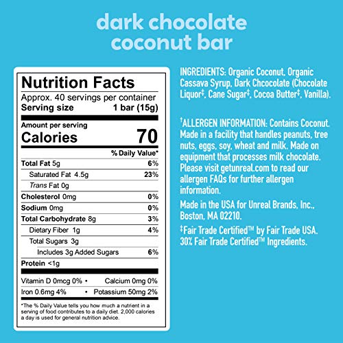 Unreal Dark Chocolate Coconut Bars | Certified Vegan. Less Sugar