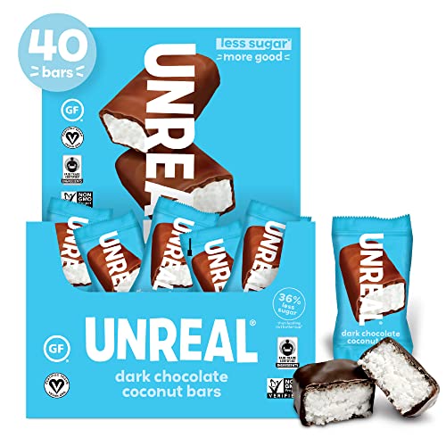 Unreal Dark Chocolate Coconut Bars | Certified Vegan. Less Sugar