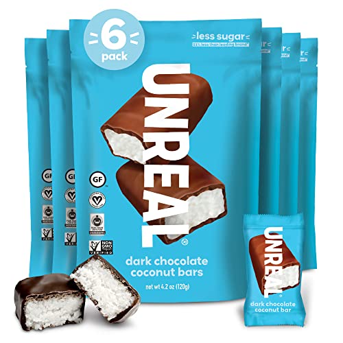 Unreal Dark Chocolate Coconut Bars | Certified Vegan. Less Sugar