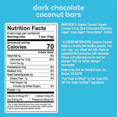 Unreal Dark Chocolate Coconut Bars | Certified Vegan, Non-Gmo, L Unreal Dark Chocolate Coconut Bars | Certified Vegan, Non-Gmo, L