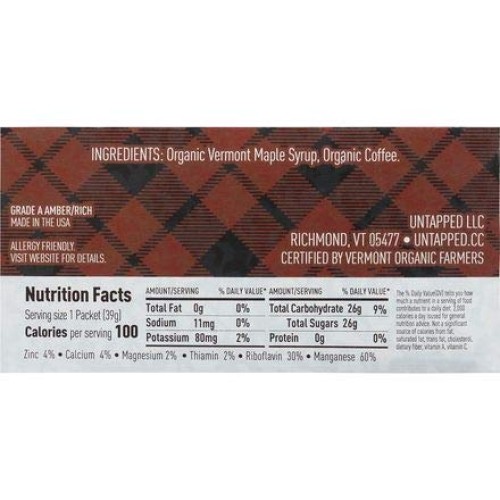 Untapped Maple Syrup Coffee Infused Athletic Fuel Gel Packets: B