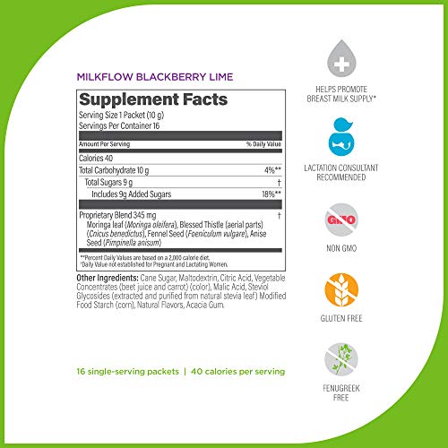 Upspring Milkflow Fenugreek-Free Blackberry Lime Drink Mix | Bre