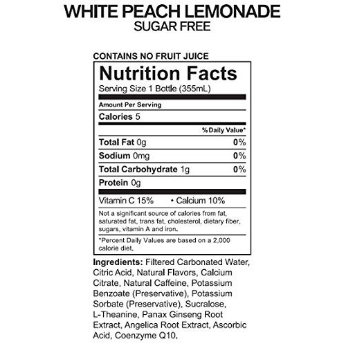 Uptime – White Peach Lemonade – Sugar Free 12 Pack, Premium En