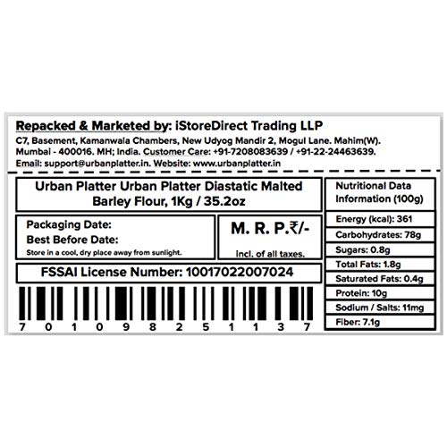 Diastatic Malted Barley Flour , 1 Kg 35.27 Oz [All Natural Pre