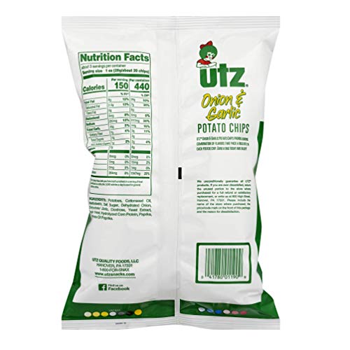 Utz Onion &Amp; Garlic Potato Chips 2.875 Oz Bags - Pack Of 14
