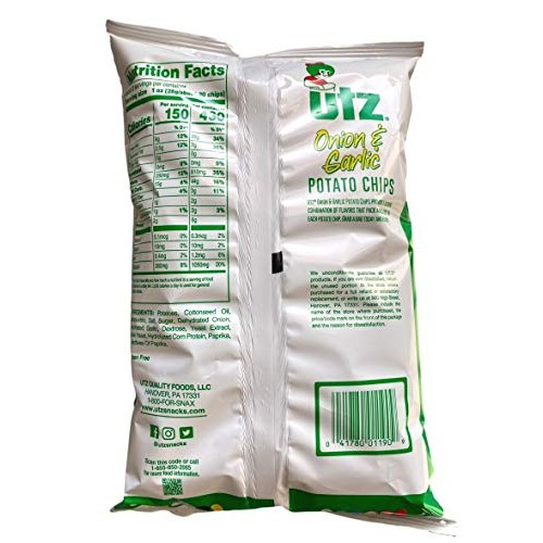 Utz Quality Foods Potato Chips Onion And Garlic Gluten Free 2.87