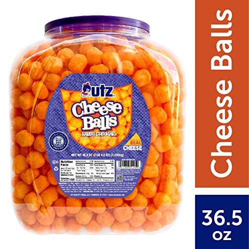 Utz Cheese Balls Barrel, Tasty Snack Baked with Real Cheddar Che...