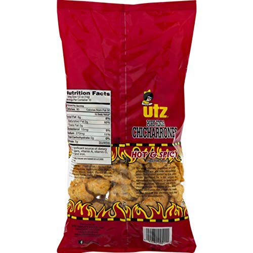 Utz Pork Rinds, Hot and Spicy Flavor - Keto Friendly Snack with ...