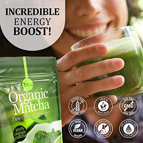 Uvernal Organic Matcha Green Tea Powder- 100% Pure Matcha For Sm