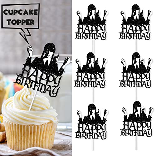 18pcs Black Glitter Dessert Cupcake Topper Pick for Fantasy Horr...