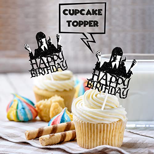 18pcs Black Glitter Dessert Cupcake Topper Pick for Fantasy Horr...