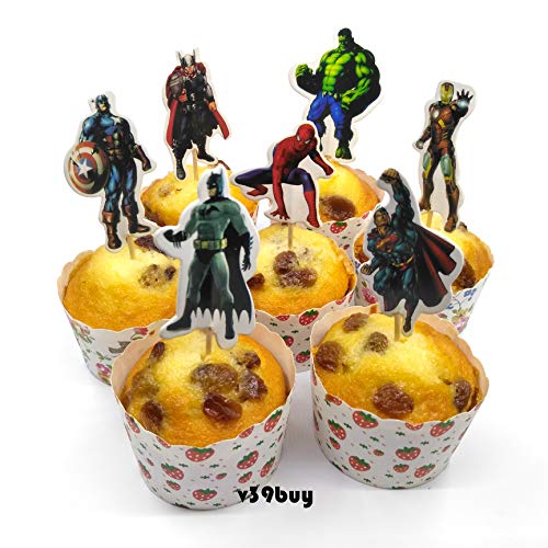 V39Buy 28Pcs Superhero Cupcake Toppers - Cake Toppers For Childr