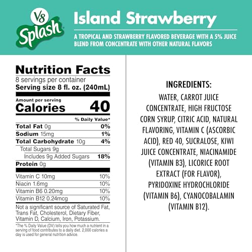 V8 Splash Island Strawberry Flavored Juice Beverage, 64 fl oz Bo...