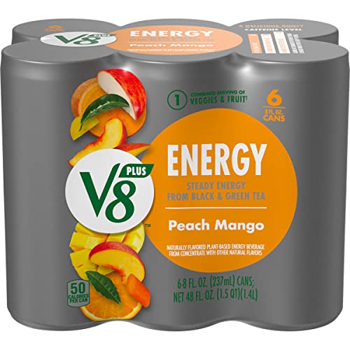 V8 +Energy, Healthy Energy Drink, Natural Energy From Tea, Peach