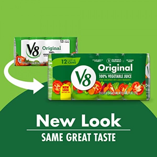 V8 100% Vegetable Juice, Original Low Sodium, 5.5 Ounce Pack of...