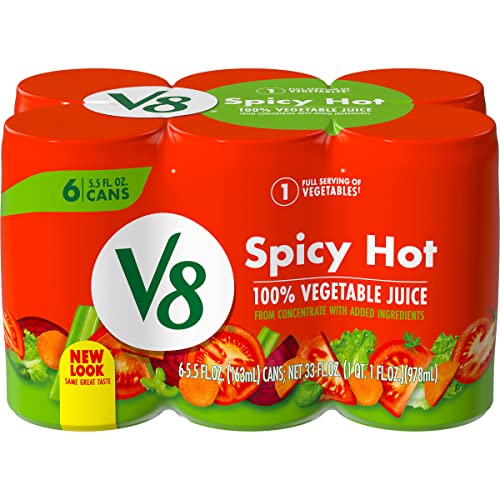 V8 Spicy Hot 100% Vegetable Juice, 5.5 Oz. Can Pack Of 6