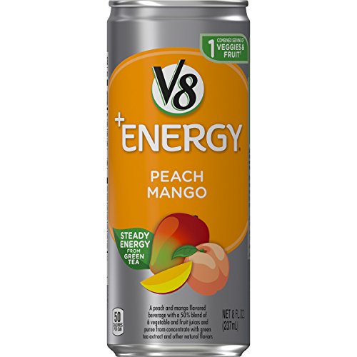 V8 +Energy, Healthy Energy Drink, Natural Energy From Tea, Peach