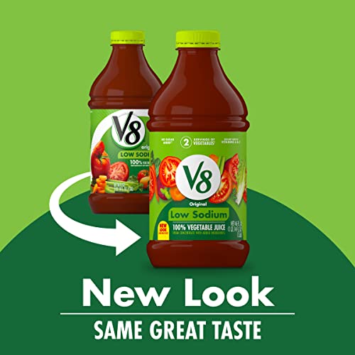 V8 100% Vegetable Juice, Original Low Sodium, 46 Fl Oz 6 Count