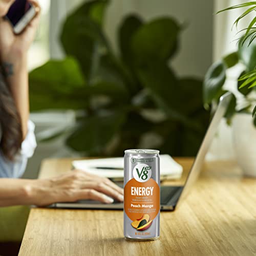 V8 +Energy, Healthy Energy Drink, Natural Energy From Tea, Peach