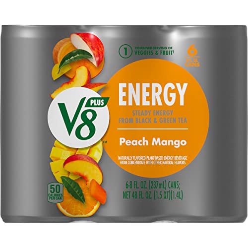 V8 +Energy, Healthy Energy Drink, Natural Energy From Tea, Peach