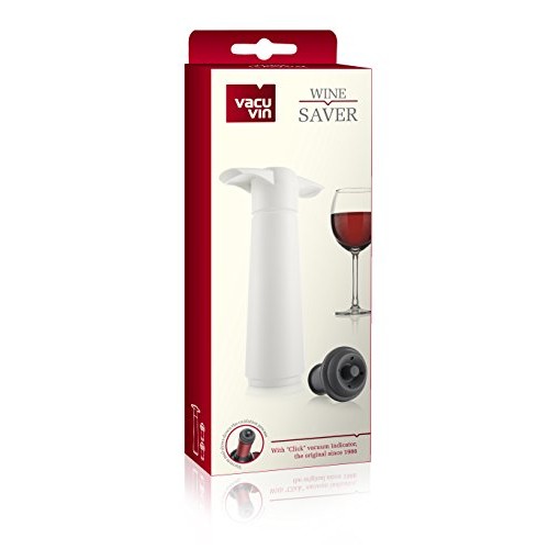 The Original Vacu Vin Wine Saver With 2 Vacuum Stoppers – White