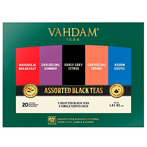 Vahdam, Black Tea Sampler, 5 Teas - Tea Variety Pack | Assorted