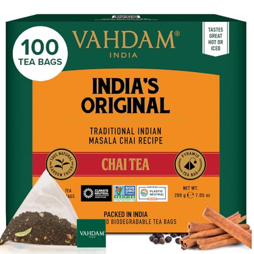 VAHDAM, Indias Original Masala Chai Tea Bags 100 Count Non GM...