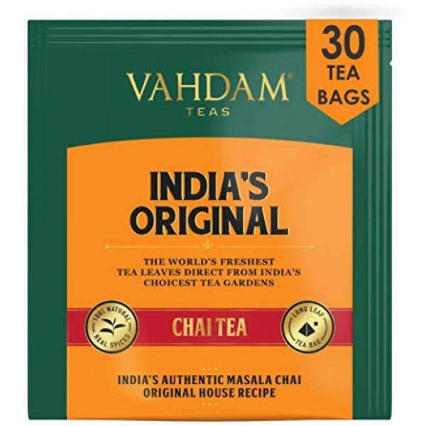 Vahdam, Indias Original Masala Chai Tea Bags, 30 Tea Bags, 100%