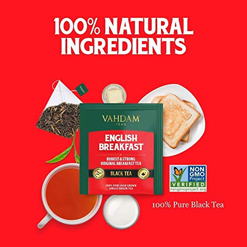 VAHDAM, Organic English Breakfast Tea 100 Tea Bags | HIGH ENER...
