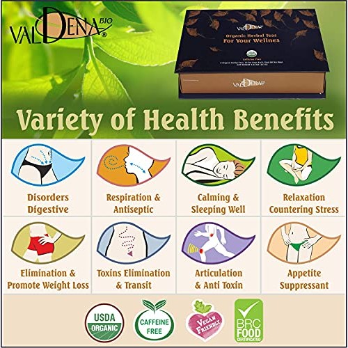 Valdena Bio Organic Herbal Tea Variety Pack, Tea Sampler Gift Se...