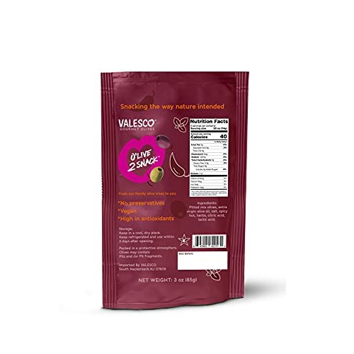 Valesco, Olive 2 Snack Pitted Olives Variety Pack, 6 Flavors, 3