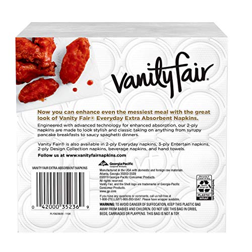 Vanity Fair Everyday Extra Absorbent Premium Paper Napkin, 80 Co