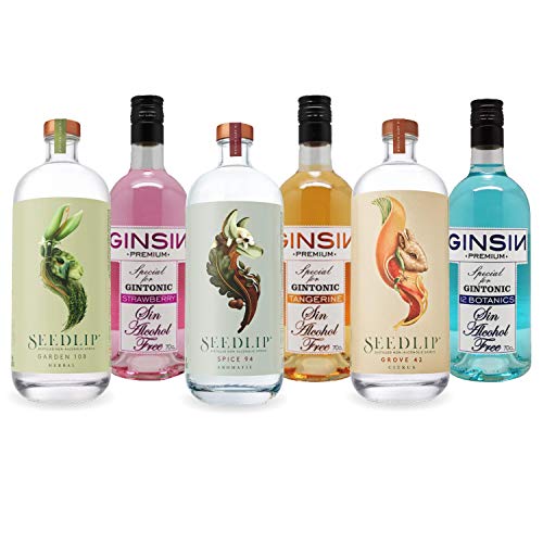 Seedlip &Amp; Ginsin Non-Alcoholic Spirits Sampler 6 Bottles Grove