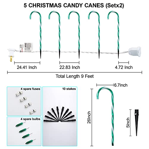 26 Candy Cane Lights Christmas Decorations - 10 Pack Pathway Ma...