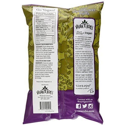 Vegan Robs Puffs Cauliflower Probiotic, 3.5 Oz, 0.21 Pound