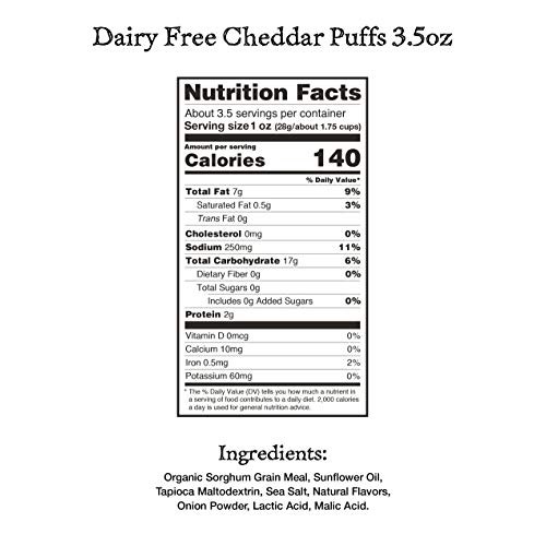 Vegan Robs Puffs, Dairy Free Cheddar, 3.5 Ounce 6 Count, Glut