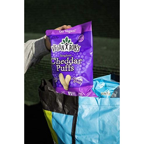 Vegan Robs Puffs, Dairy Free Cheddar, 3.5 Ounce 6 Count, Glut