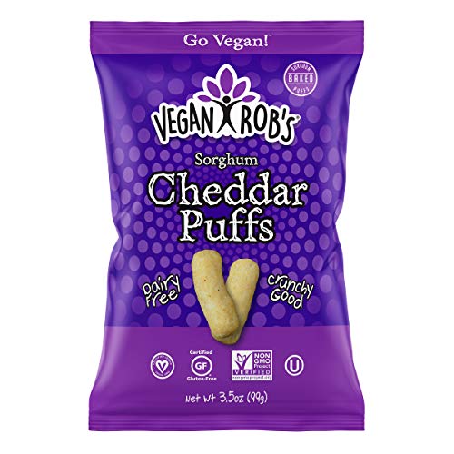 Vegan Robs Puffs, Dairy Free Cheddar, 3.5 Ounce 6 Count, Glut
