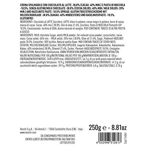 Venchi Suprema Hazelnut Chocolate Spread 8.81oz