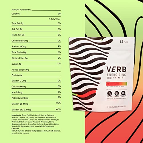 Verb Energy Drink Mix Packets - Cherry Lime - Caffeine from Orga...