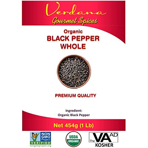 Verdana Organic Black Pepper Whole, 1 Lb 16 Oz, Usda, Kosher,
