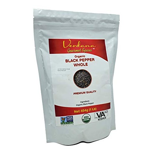 Verdana Organic Black Pepper Whole, 1 Lb 16 Oz, Usda, Kosher,