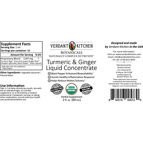 VERDANT KITCHEN Turmeric and Ginger Liquid Concentrate with Blac...