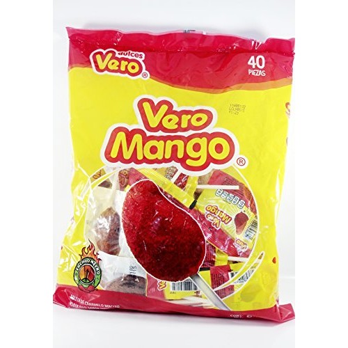 Pack Of 3 Vero Mango, Chili Covered Mango Flavored Lollipops, 40 Pack Of 3 Vero Mango, Chili Covered Mango Flavored Lollipops, 40