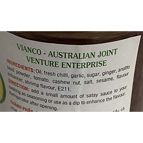 Vianco Satay Chili Paste, Satay Barbecue Sauce, 7 Ounce