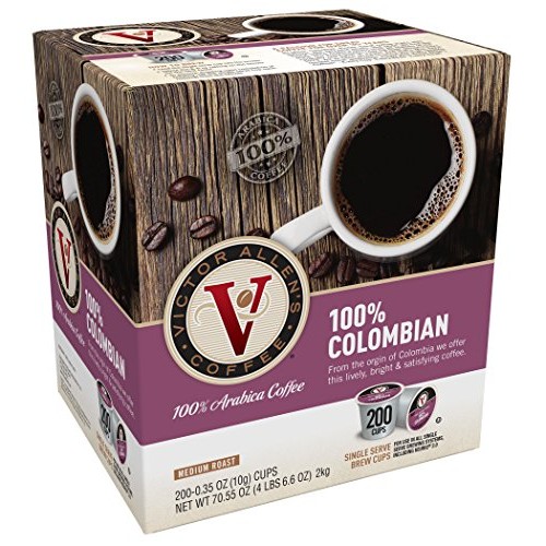 Victor Allens Coffee 100% Colombian, Medium Roast, 200 Count, S