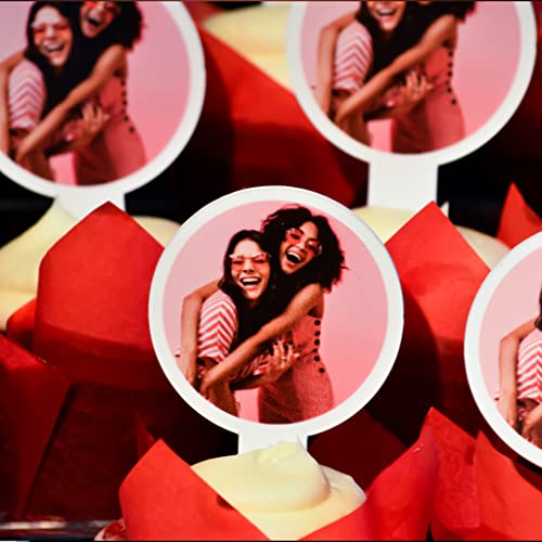 100 Pack Of Custom Photo Cupcake Toppers, Plastic Personalized C