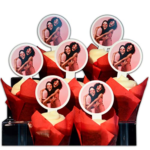 100 Pack Of Custom Photo Cupcake Toppers, Plastic Personalized C